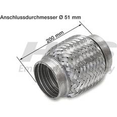 Avgassystem HJS 83 00 8515 Flexrör, avgassystem 50 200 ädelstål utan anslutningsrör flexibel VOLKSWAGEN: Caddy 3, Touran I