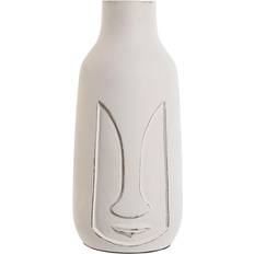 Wood Vases Home ESPRIT Modern Face in White Mango Wood 15 x 15 x 30 cm Vase