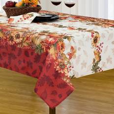 Elrene Home Fashions Swaying Leaves Double Border Tablecloth White, Yellow, Orange, Multicolor