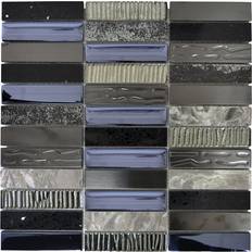 Mosaik-Netzwerk Glasmosaik naturstein metall mix bad wc küche wand mix silber/grau/schwarz