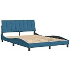 vidaXL Bettgestell Mit Kopfteil Blau 120x200 cm Bettrahmen