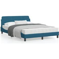 Camas y Colchones vidaXL Cama Con Cabecero Terciopelo Azul 120x200 cm