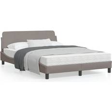 Beige Estructuras de cama vidaXL Estructura De Cama Con Cabecero De Tela Gris Taupe 140x200 cm