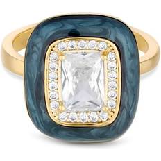 XL Rings Jon Richard Gold Plated Blue Enamel And Cubic Zirconia Ring