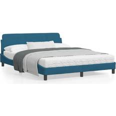 Azul Estructuras de cama vidaXL Cama Con Cabecero 160 x 200 cm - Azul