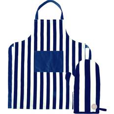 Delantales Sagaform Y Manopla De Horno - Azul-Beige Delantal Azul, Blanco, Beige