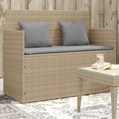 vidaXL Tuinbank Met Kussens Poly Rattan Beige