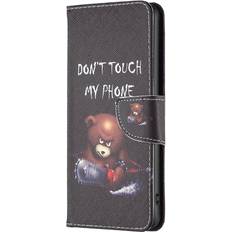 MAULUND Motorola Moto E13 Læder Cover m. Pung & Print "Don't Touch My Phone" Bjørn