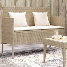 Garden Benches vidaXL Mit Kissen Beige Poly Rattan Gartenbank