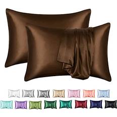 Brown Pillow Cases MR&HM Satin Silk Silky Cover Pillow Case Brown