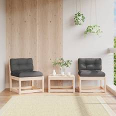 VidaXL Outdoor Lounge Sets vidaXL Garden Sofas with Cushions 2pcs Solid Wood Pine Outdoor Lounge Set, Table incl. 2 Sofas
