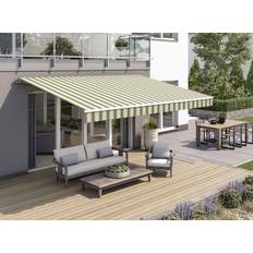 Aluminium Terrassenmarkisen Wismar Gelenkarmmarkise Classic grün-beige gestreift