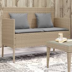 Beige Panchine da Giardino vidaXL Panca con Cuscini Beige in Polyrattan Panchina da Giardino