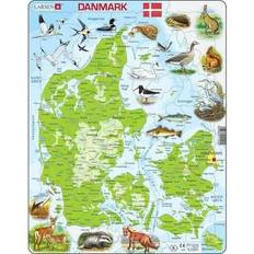 Larsen Jigsaw Puzzles Larsen Denmark Map with Animals 66 Piece Children's Educational Jigsaw Puzzle