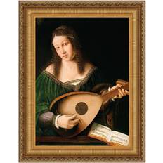 Vault W Artwork Lady Playing A Lute Replica Grande Framed Art