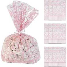 Gift Bags on sale 12 Pc 5"x11.5" Light Pink Swirl Cellophane Treat Bags