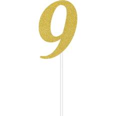 Cake Decorations Creative Converting 324551 Gold Glitter "9" Topper Cake Decoration