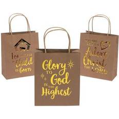 Gift Bags on sale Fun Express 12 Pc 6.5"x9" Medium Religious Gold Metallic Kraft Paper Gift Bags