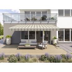 Aluminium Terrassenmarkisen Wismar Gelenkarmmarkise Classic beige-grau gestreift