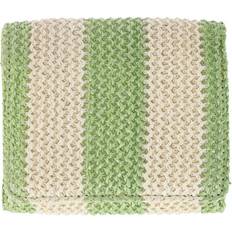 Striped Straw Vegan Leather Medium Trifold - Lime Green