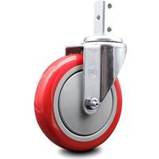 DIY Accessories Service Caster 5 Inch Red Polyurethane Wheel Swivel 7/8 Inch Square SCC