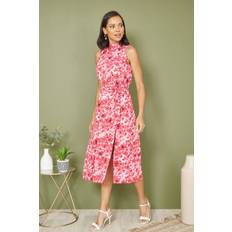 Pink Dresses Yumi Blossom Print Halter Neck Midi Dress, Pink