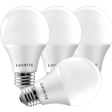 Light Bulbs Luxrite A19 LED Light Bulb 60W Equivalent, Dimmable, 800 Lumens, Enclosed Fixture Rated, Energy Star, E26 Base 4 Pack 2700K Soft White