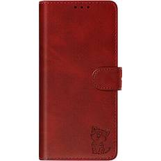 Fundas de cartera Avizar Funda Gato Samsung Galaxy A13 5G Tarjetero Soporte Vídeo Rojo rojo