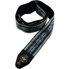 Reimer & Bånd Ace Guitar Strap Vintage Style Jacquard Weave Blue Yellow