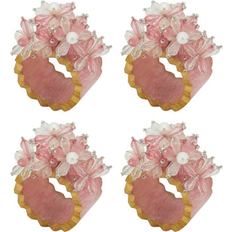 Pink Napkin Rings Saro Beaded Petal Delight Resin Set Napkin Ring