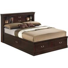 Built-in Storages Frame Beds Passion Furniture Philippe Cappuccino Full Storage Frame Bed