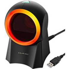 Scanners Qoltec 50857 Kabelgebundener Desktop-Barcodescanner 1D 2D, Barcode-Scanner, Orange, Schwarz