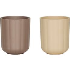 Plastic Plates & Bowls OYOY Pullo Cup 2-Pack Taupe Vanilla