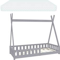 Madras 80x160 ML Design Børneseng med faldsikring lamelbund, madras 80x160