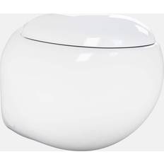 Toilets Swiss Madison Plaisir Back to Wall 1.28 GPF 7 in. Rough-In Dual Flush Round Toilet Bowl Only in White Glossy