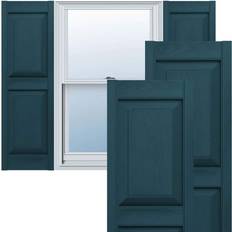 Windows Ekena Millwork 12 Lifetime Vinyl Standard 2 Equal Raised Panel Blue Timber Window Shutter