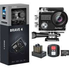 Camcorders Akaso Brave 4 Action Camera with 64GB MicroSDXC Memory Card Bundle 4K30fps Video 20MP Ultra HD Photo EIS 30m Waterproof Camera WiFi Remote Control 5X Zoom Underwater Camcorder with Accessories Kit