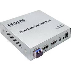 YINGHUA 20Km 4K 60Hz HDMI KVM Fiber Extender over LC Fiber Optic Cable HDMI over Fiber USB KVM Extender with SFP Support Keyboard MouseUS Plug