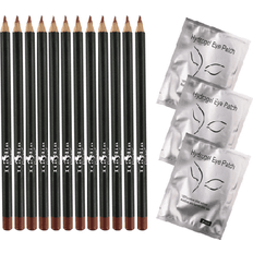 Italia Deluxe Italia Deluxe 12 pcs Eyeliner Pencil Ultra Fine Creamy High-pigmented Long-lasting 3 pair Hydrogel Eye Patch for Lash Extensions Light Brown