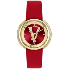 Watches Versace Swiss Thea Red Leather 38mm Ip Yellow Gold