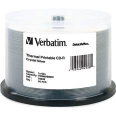 Optical Storage Verbatim CD-R 700MB 52X Datalifeplus Crystal Thermal Printable 50Pk Spindle