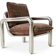 HKliving Fauteuil Rembourré Chrome Marron Velours Armchair