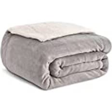 Microfiber Blankets Kono Sherpa Fleece Throw Blanket 150 x 200 cm Blankets Grey