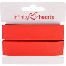 Snedslå Band Infinity Hearts Kantband Snedslå Bomull 40 20mm 04 Röd 5m
