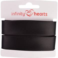 Skråbånd Infinity Hearts Skråbånd Viscose Satin 40/20mm 1001 Sort 5m