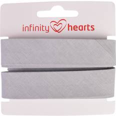 Gråa Band Infinity Hearts Kantband Snedslå Bomull 40/20mm 61 Ljusgrå 5m