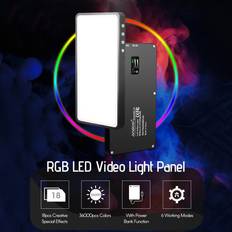Andoer Andoer mfl -07 bærbare rgb ledet videolys fylle lys 10w dimmes 3000k-6500k cri 96 tlci 98 med oled-skjerm til fotografering