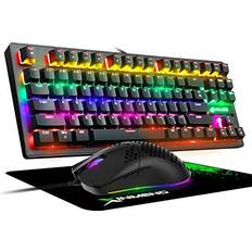 Keyboards LexonElec PC Gaming Keyboard, 87-Keys Wired USB Rainbow Glow