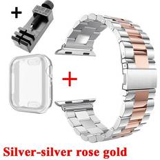 Steel Smartwatch Strap Kilovo Silver Case Silver Gold Bracelet, 40mm Premium Watch Case & Bracelet Apple Watch