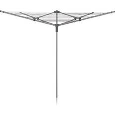 Addis 40m 4 Arm Rotary Washing Line Grey Multiple Tension Adjustment, Folding Outdoor Rotating Clothes Dryer & Ground Spike MOB, Metallic